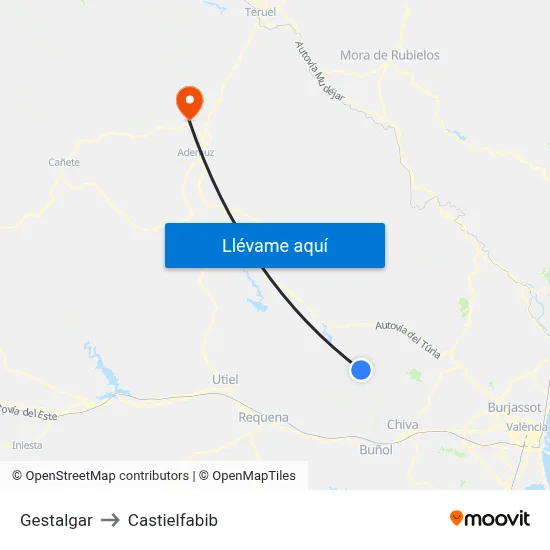 Gestalgar to Castielfabib map