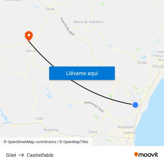 Gilet to Castielfabib map