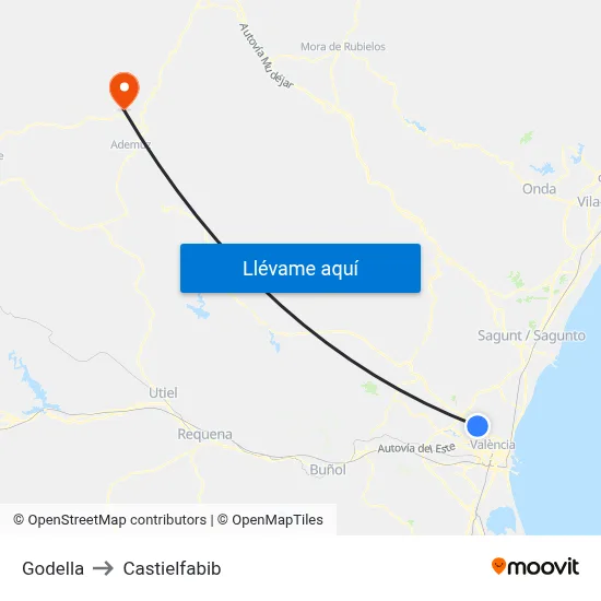 Godella to Castielfabib map