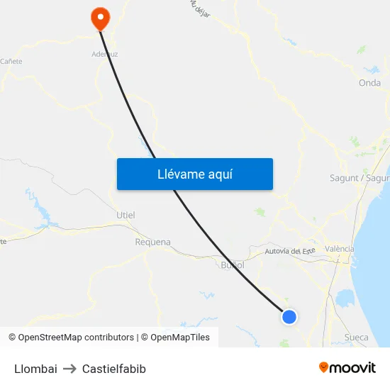 Llombai to Castielfabib map