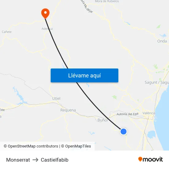Monserrat to Castielfabib map