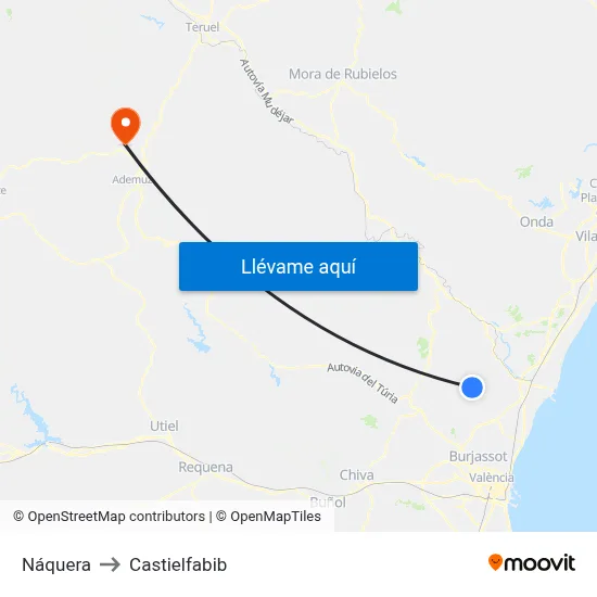 Náquera to Castielfabib map