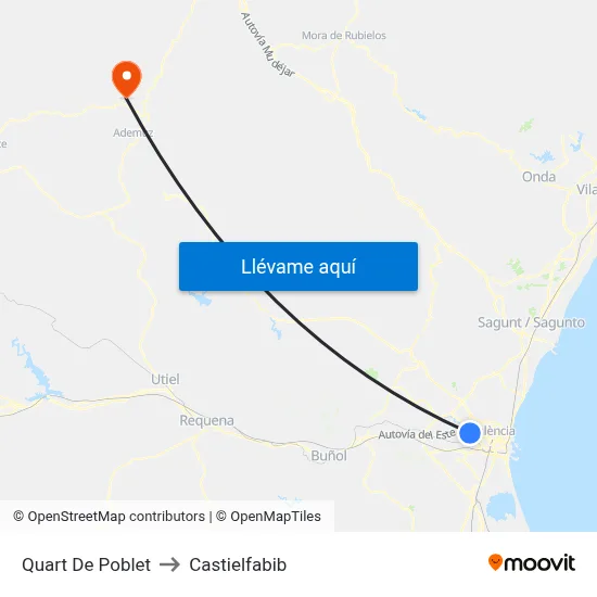 Quart De Poblet to Castielfabib map