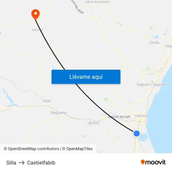 Silla to Castielfabib map
