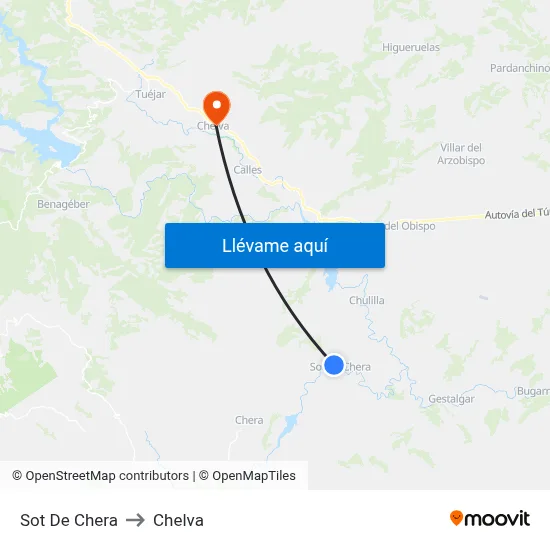 Sot De Chera to Chelva map