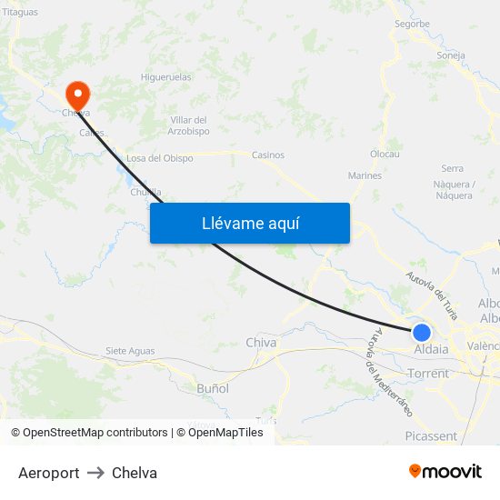 Aeroport to Chelva map