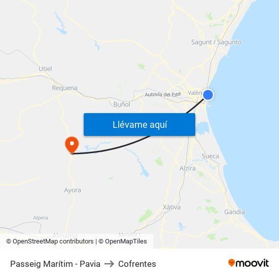 Passeig Marítim - Pavia to Cofrentes map