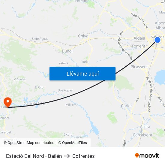 Estació Del Nord - Bailén to Cofrentes map