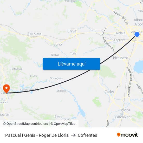 Pascual I Genís - Roger De Llòria to Cofrentes map