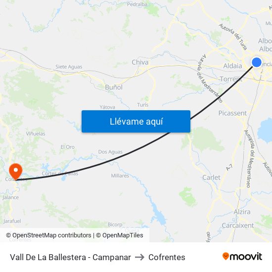 Vall De La Ballestera - Campanar to Cofrentes map