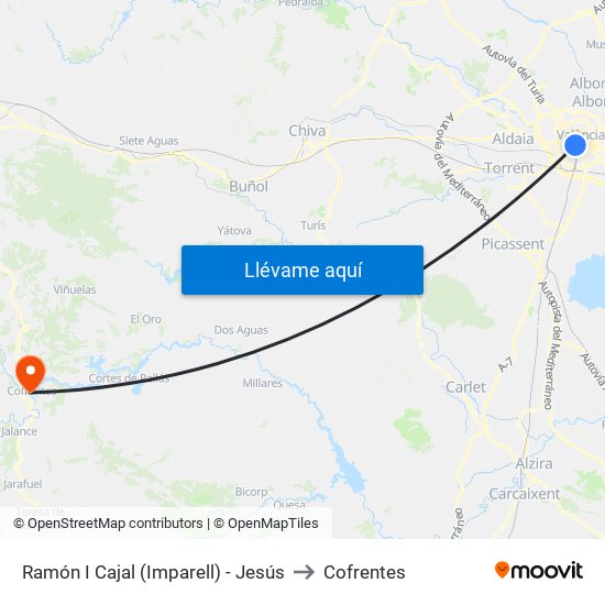 Ramón I Cajal (Imparell) - Jesús to Cofrentes map