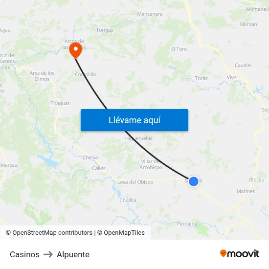 Casinos to Alpuente map