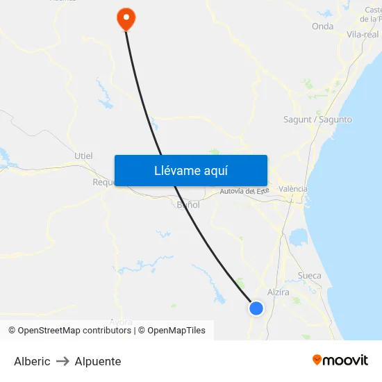 Alberic to Alpuente map