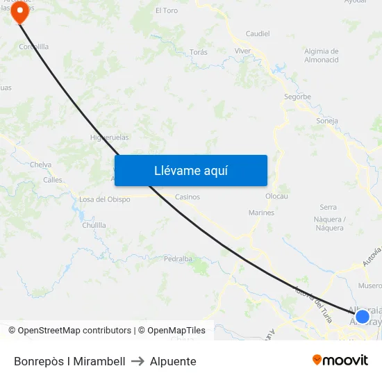 Bonrepòs I Mirambell to Alpuente map