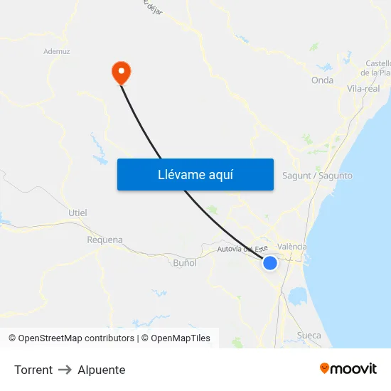 Torrent to Alpuente map