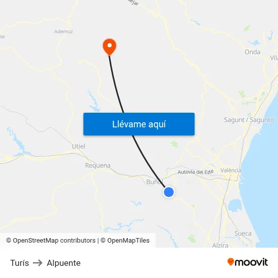 Turís to Alpuente map