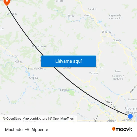 Machado to Alpuente map