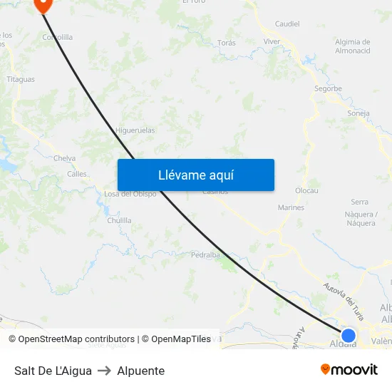 Salt De L'Aigua to Alpuente map