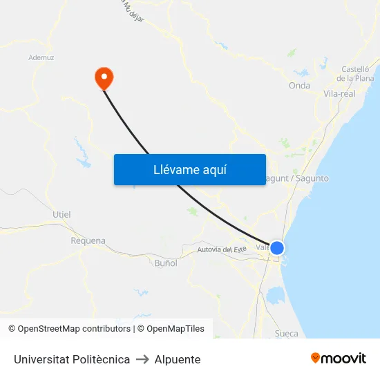 Universitat Politècnica to Alpuente map