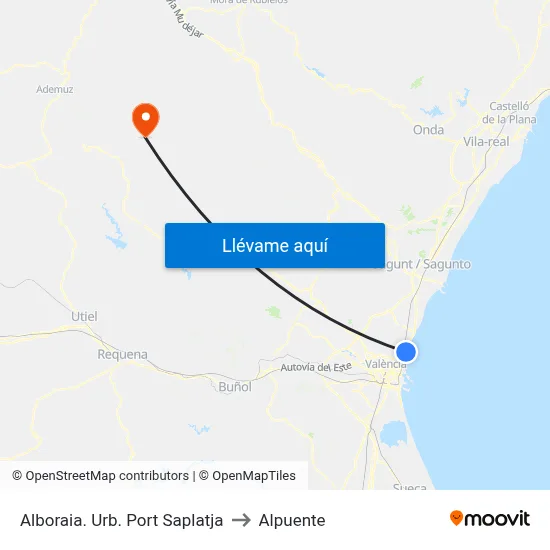 Alboraia. Urb. Port Saplatja to Alpuente map