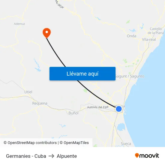 Germanies - Cuba to Alpuente map