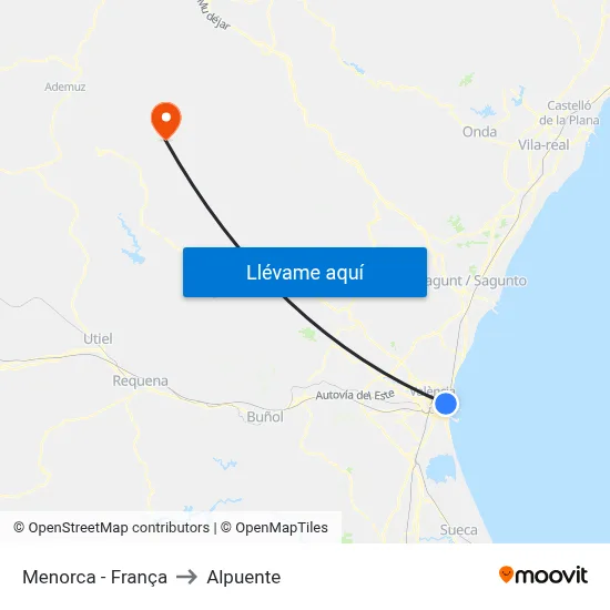Menorca - França to Alpuente map