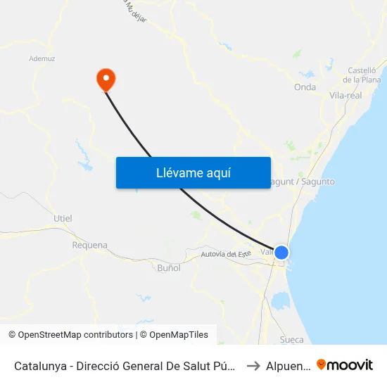 Catalunya - Direcció General De Salut Pública to Alpuente map