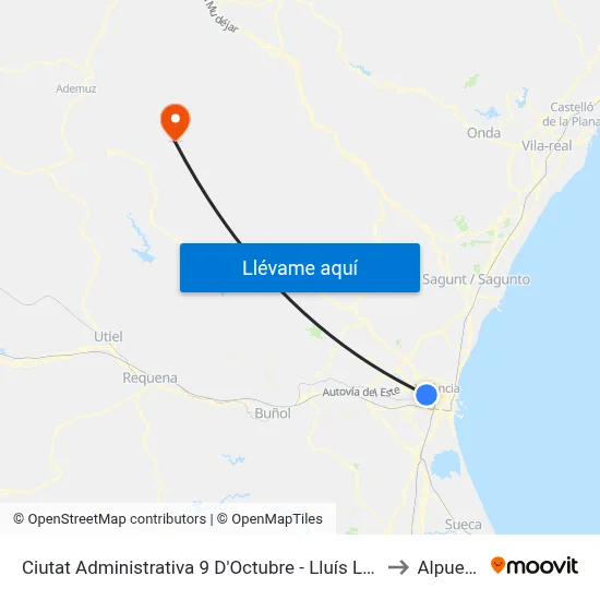 Ciutat Administrativa 9 D'Octubre - Lluís Lamarca to Alpuente map