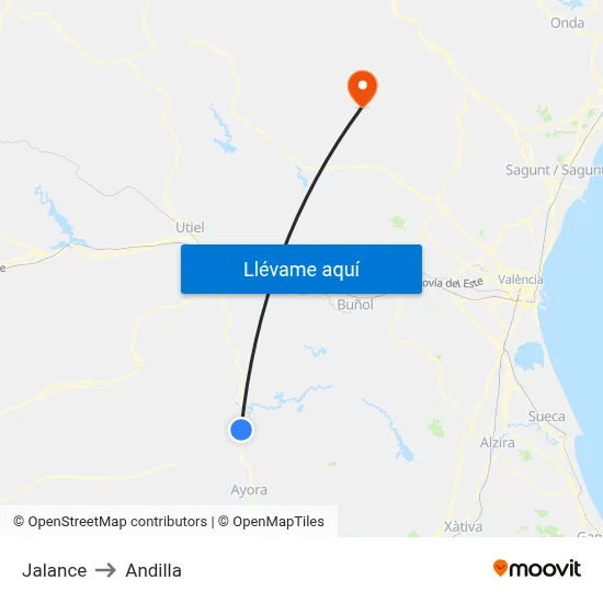 Jalance to Andilla map