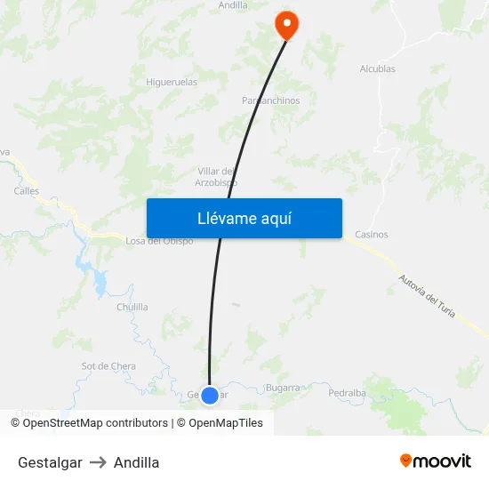 Gestalgar to Andilla map