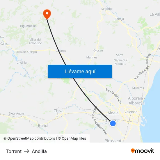 Torrent to Andilla map