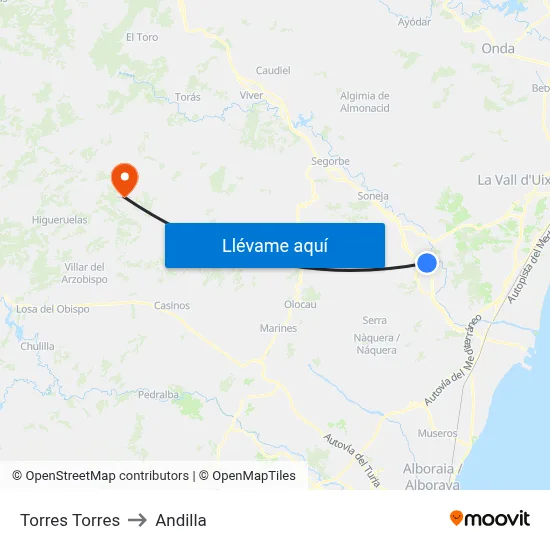 Torres Torres to Andilla map