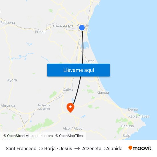 Sant Francesc De Borja - Jesús to Atzeneta D'Albaida map