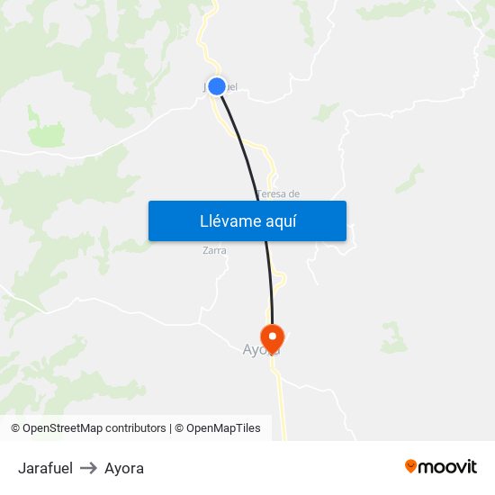 Jarafuel to Ayora map