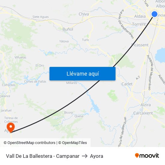 Vall De La Ballestera - Campanar to Ayora map
