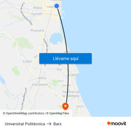 Universitat Politècnica to Barx map