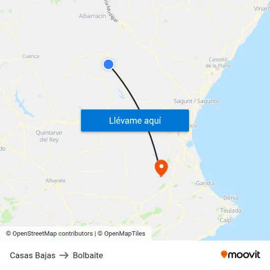 Casas Bajas to Bolbaite map