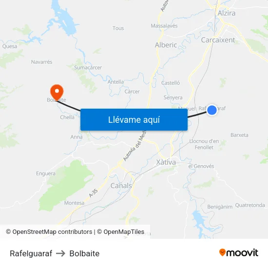 Rafelguaraf to Bolbaite map