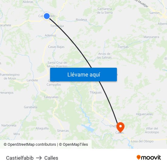 Castielfabib to Calles map