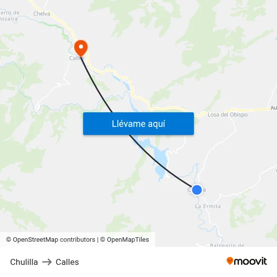 Chulilla to Calles map