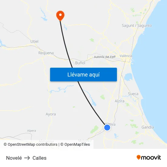 Novelé to Calles map