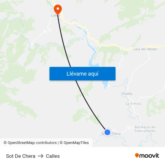 Sot De Chera to Calles map