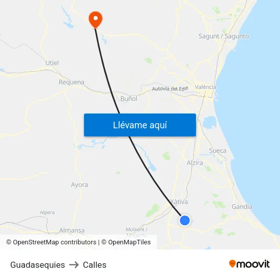 Guadasequies to Calles map