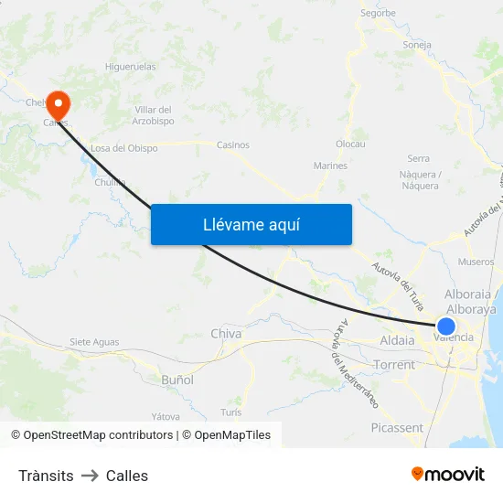 Trànsits to Calles map