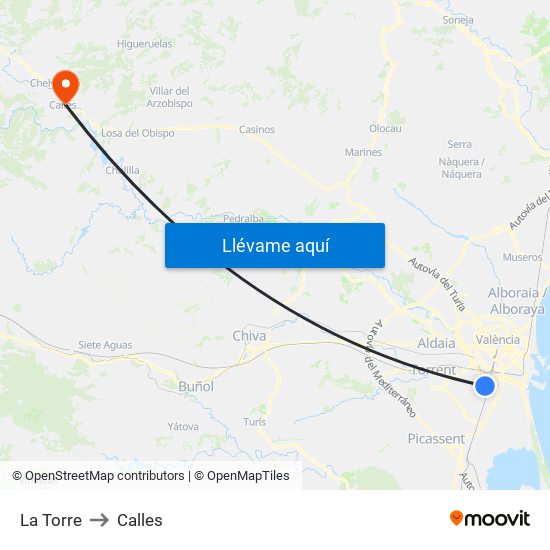 La Torre to Calles map