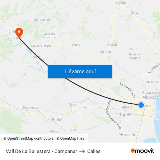 Vall De La Ballestera - Campanar to Calles map