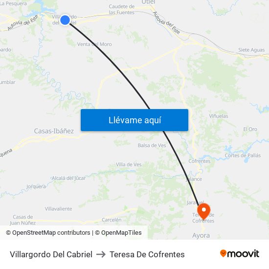 Villargordo Del Cabriel to Teresa De Cofrentes map
