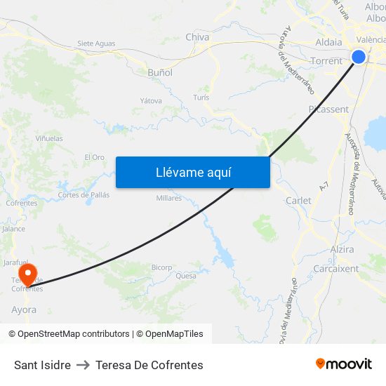 Sant Isidre to Teresa De Cofrentes map