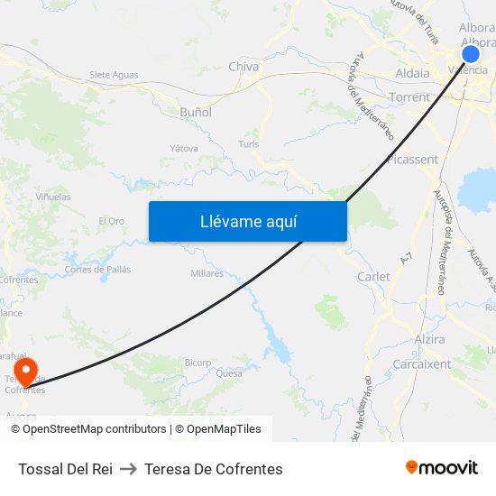 Tossal Del Rei to Teresa De Cofrentes map