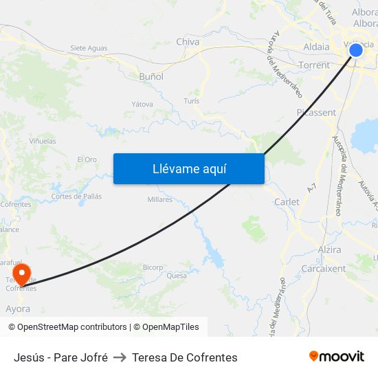 Jesús - Pare Jofré to Teresa De Cofrentes map